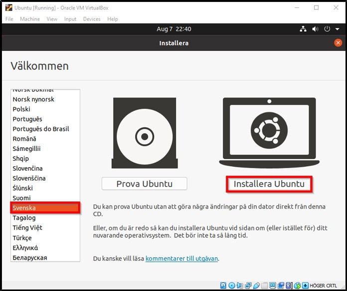 Installera Ubuntu på svenska
