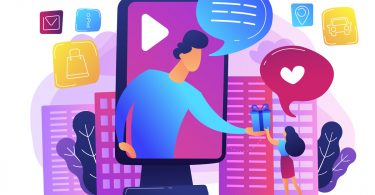 Person som ger bort digital ga¨va