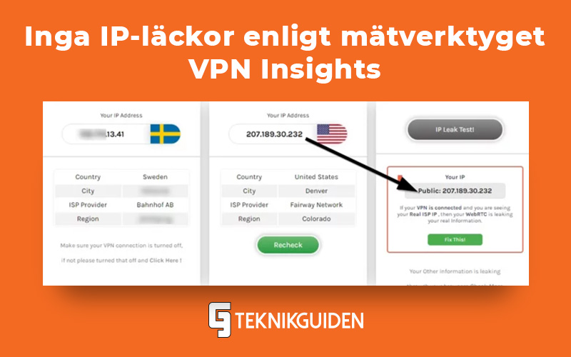 Nordvpn har inga IP lackor enligt VPN insights