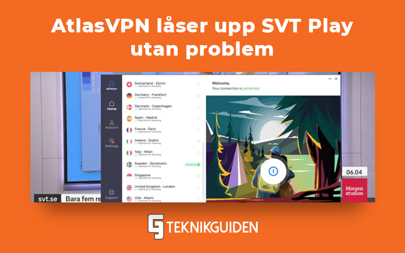 AtlasVPN laser upp SVT play utan problem