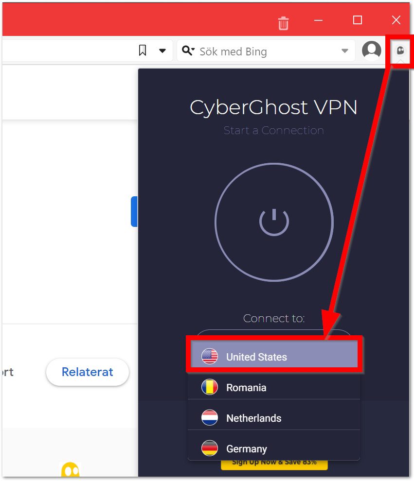 Koppla upp dig mot VPN i USA