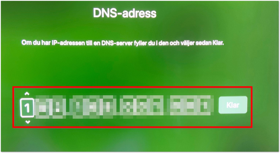 Ny DNS adress till apple tv