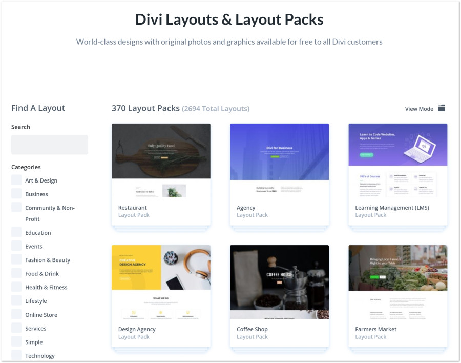 Divi template packs